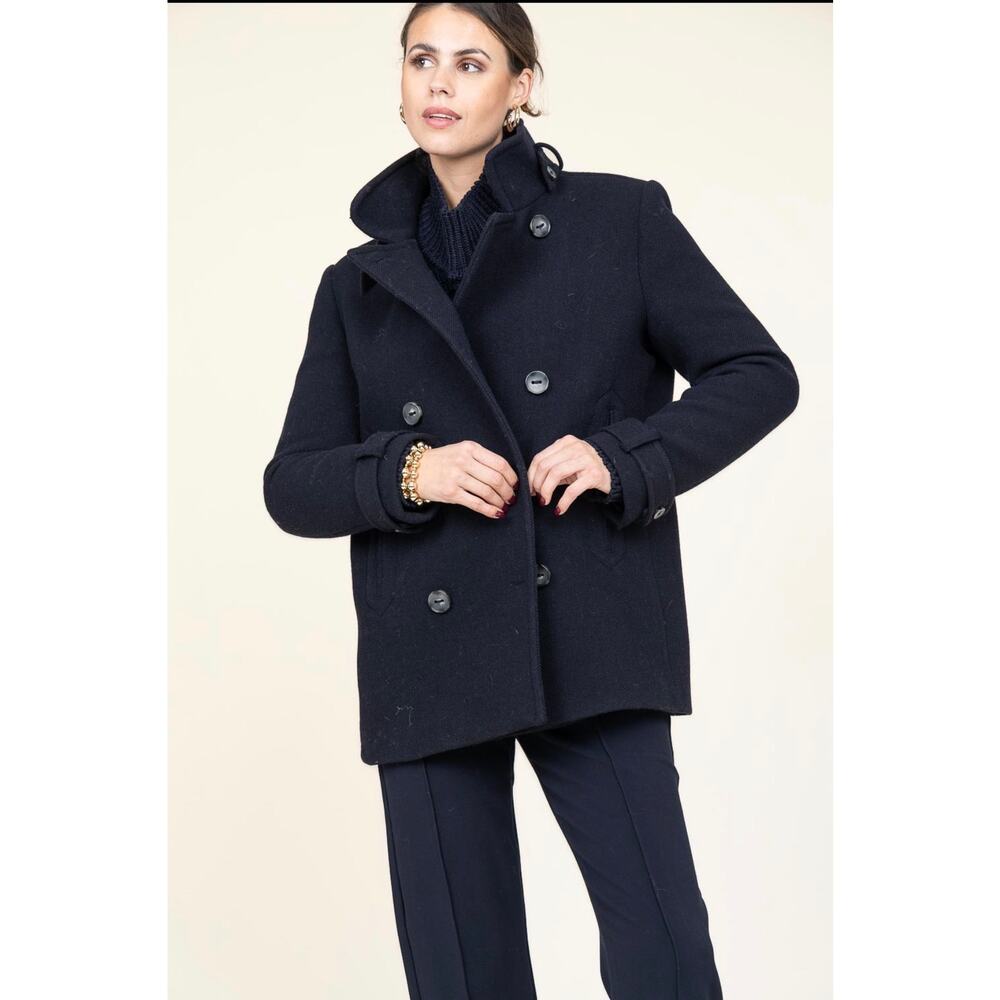 ba&sh Tanais Wool Blend Peacoat Navy Double Breasted Jacket Size 1 NWT